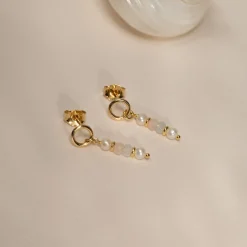 ADIRA MORGANITE PEARL GOLDEN EARRING