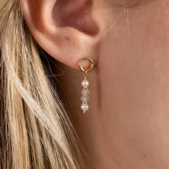ADIRA MORGANITE PEARL GOLDEN EARRING