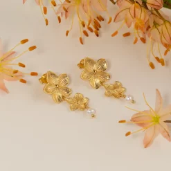 ANEMONE PEARL GOLDEN EARRING