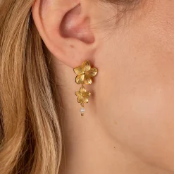 ANEMONE PEARL GOLDEN EARRING