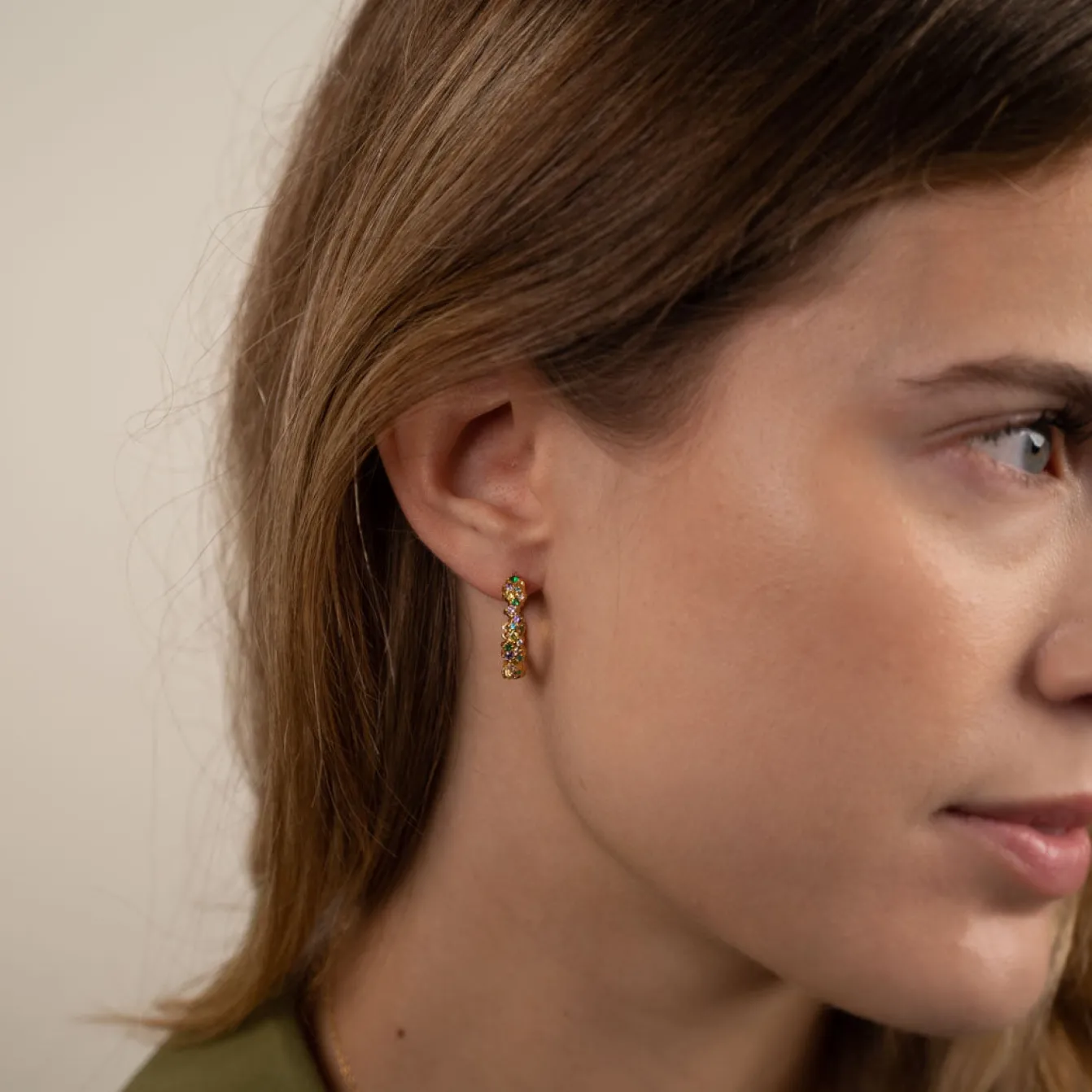 CLAIR RAINBOW GOLDEN CREOL EARRING - Sisi Copenhagen