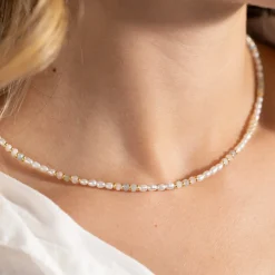 DORA MORGANITE PEARL GOLDEN NECKLACE