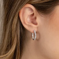 DOUBLE SET SHARED PRONG DIAMOND CREOL EARRING - 2.8ct - WG