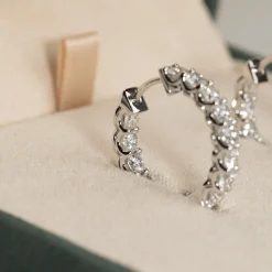 DOUBLE SET SHARED PRONG DIAMOND CREOL EARRING - 2.8ct - WG