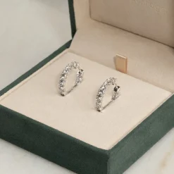 DOUBLE SET SHARED PRONG DIAMOND CREOL EARRING - 2.8ct - WG