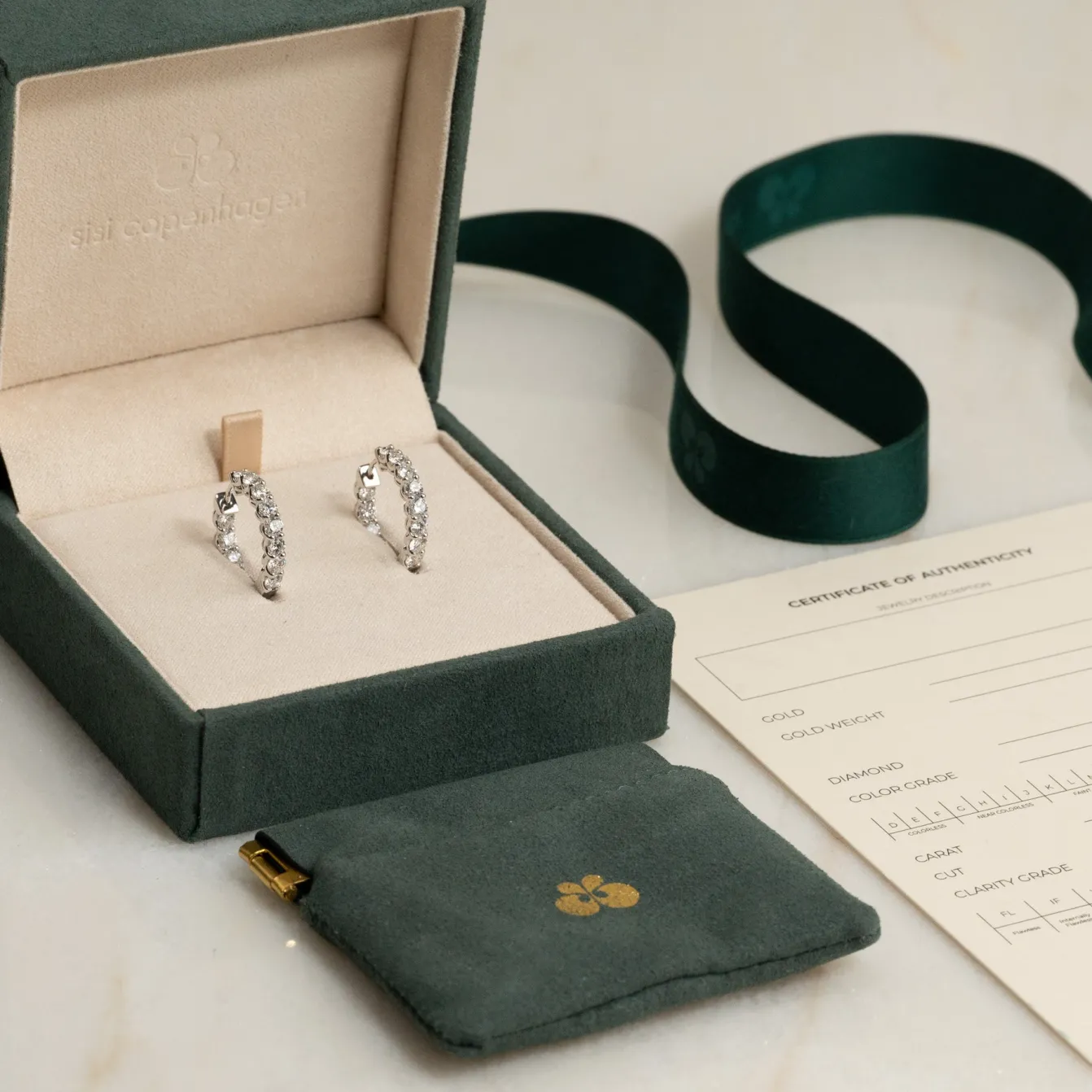 DOUBLE SET SHARED PRONG DIAMOND CREOL EARRING - 2.8ct - WG