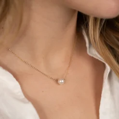 ELIZA PEARL SOLID GOLD NECKLACE