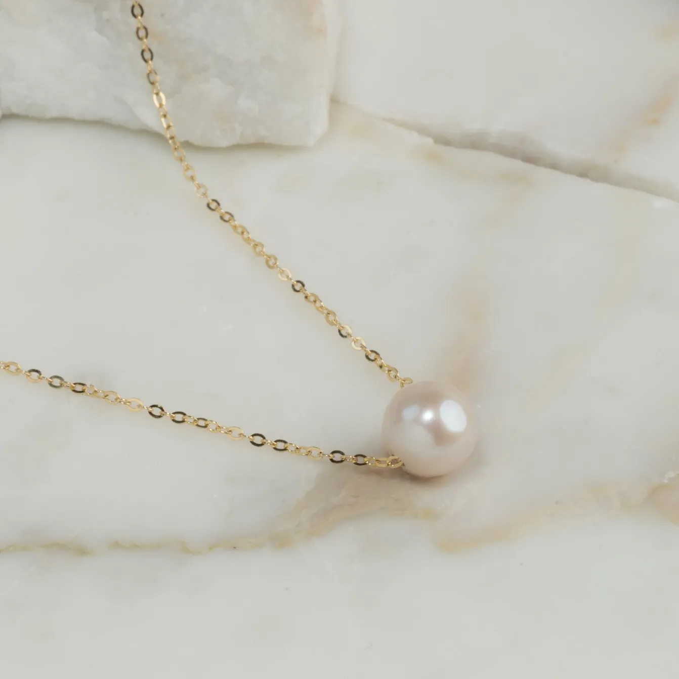 ELIZA PEARL SOLID GOLD NECKLACE