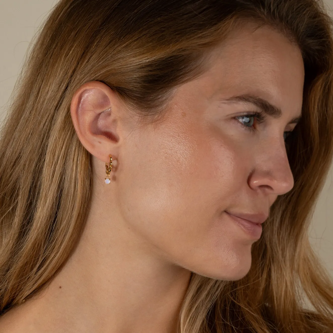 EMILIA MOONSTONE GOLDEN CREOL EARRING