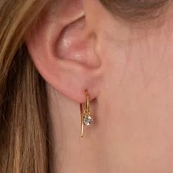 GEMMA BLUE TOPAZ GOLDEN HOOK EARRING - Sisi Copenhagen