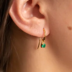 GEMMA GREEN AGATE GOLDEN HOOK EARRING - Sisi Copenhagen