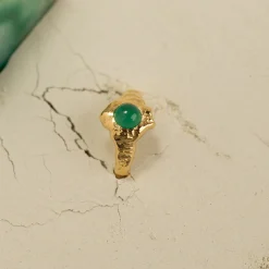 GIGI GREEN AGATE GOLDEN RING