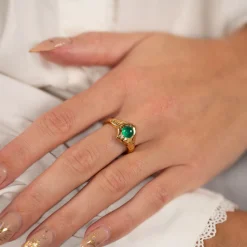 GIGI GREEN AGATE GOLDEN RING