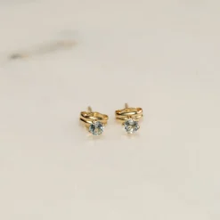 SOLEY BLUE TOPAZ SOLID GOLD STUD EARRING