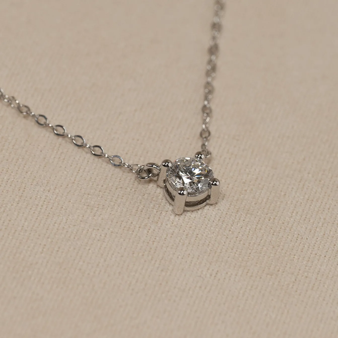 SOLITAIRE PRONG DIAMOND NECKLACE - 0.5ct - WG