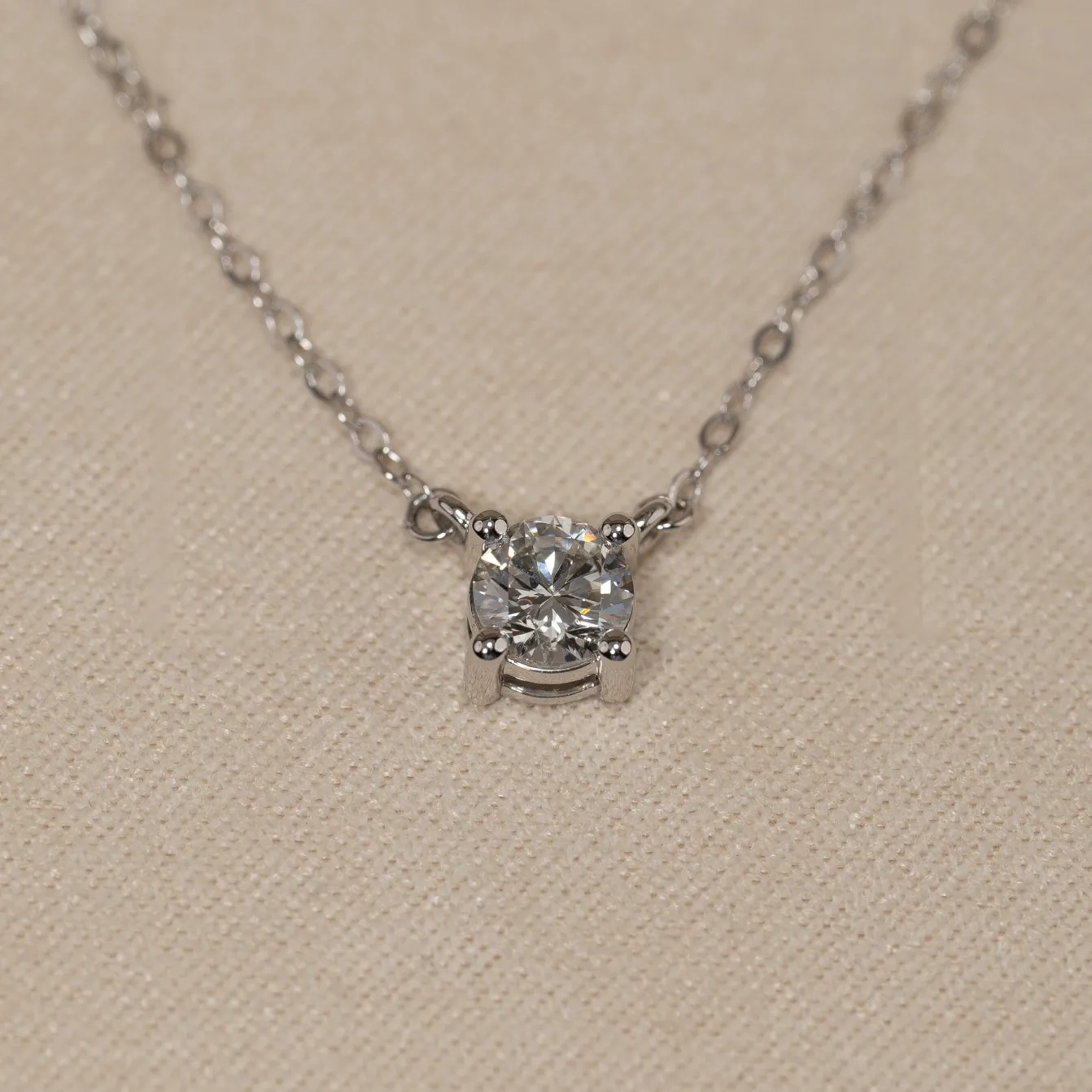 SOLITAIRE PRONG DIAMOND NECKLACE - 0.5ct - WG