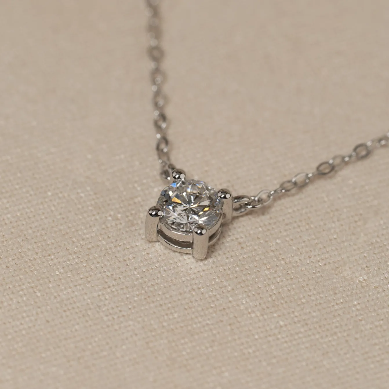 SOLITAIRE PRONG DIAMOND NECKLACE - 0.5ct - WG
